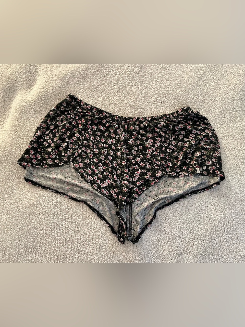 Volcom Black Floral Stretch Hipster Shorts